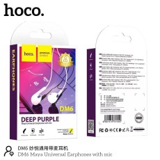 Hands Free Hoco DM6 Maya Earphones Stereo 3.5mm with Microphone and Operation Control Button White