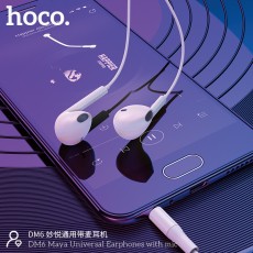 Hands Free Hoco DM6 Maya Earphones Stereo 3.5mm with Microphone and Operation Control Button White