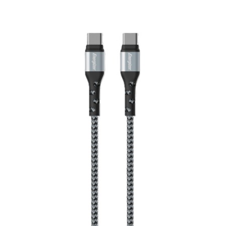 Data Cable Energizer Metal & Braided Nylon Cable  USB-C to USB-C 2.0 Silver 2m