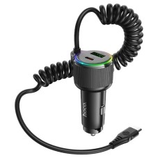 Car Charger Hoco NZ17A Avant-garde Triple Ports 1xUSB-A and 2xUSB-C 50W PD+QC with Type-C Cable Black