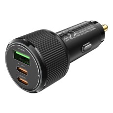 Car Charger Hoco NZ17 Avant-garde Triple Ports 1xUSB-A and 2xUSB-C 75W PD+QC Black