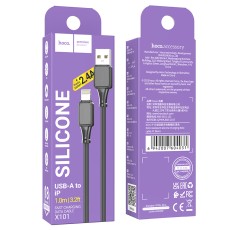 Data Cable Hoco X101 Assistant USB-A  to Lightning 2.4A  Black 1m