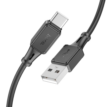 Data Cable Hoco X101 Silicon Assistant USB-A  to USB-C Fast Charging3A  Black 1m