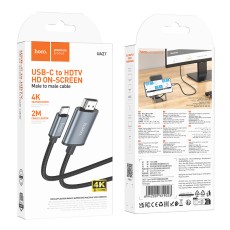 Data Cable Hoco UA27 Type-C to HDMI 4K 30Hz 2m Braided Black