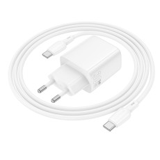 Travel Charger Borofone BN29 Fuente USB-C 30W + Charging Cable USB-C to USB-C White
