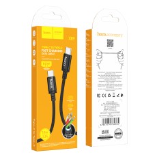 Data Cable Hoco X89 Wind USB-C  to USB-C 60W Braided 1m Black
