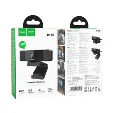 USB Webcam Hoco D100 1080p 30Fps Dual Microphone Black 1.5m
