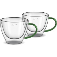 Set of 2 Cappuccino Glasses VASO Lamart LT9115 Double-Walled Glass 190ml Green

