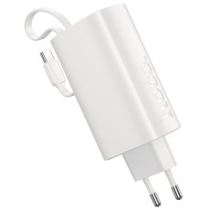 Power Bank Hoco J148 Handy 5000mAh PD20W QC3.0A Charger with 1xUSB-C Port and 1xUSB-C Cacle White