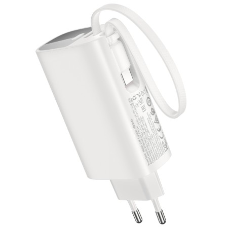 Power Bank Hoco J148 Handy 5000mAh PD20W QC3.0A Charger with 1xUSB-C Port and 1xUSB-C Cacle White