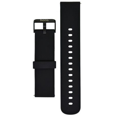 Watchband Hoco 20mm Universal Black Silicon Band with Black Buckle