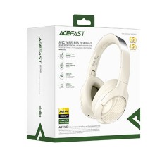 Wireless Foldable Headphones Stereo Acefast H5 500mAh v5.4 ANC AUX with Microphone Milky White