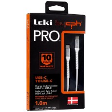 Data and Charging Cable Leki Pro Reinforced Cable and Ports 100W USB-C  to USB-C White 1m