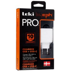 Leki Pro Travel Charger with USB and USB-C 20W White