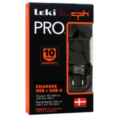 Leki Pro Travel Charger with USB and USB-C 5V 3.0A Black