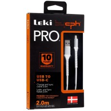 Data and Charging Cable Leki Pro Reinforced Cable and Ports USB-A to USB-C White 2m