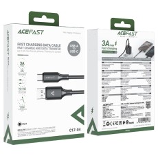 Data Cable Acefast C17-04 USB-A  to USB-C 3A Fast Charge USB2.0 Silicon Black 1.2m