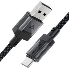 Data Cable Acefast C12-04 USB-A  to USB-C 3A Fast Charge USB2.0 Braided Black 1.2m