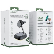 Acefast E16 3-in-1 20.5W Wireless Charging Desktop Stand for Charging 3 Devices with LED Lighting Black