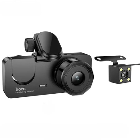 Windshield Cam Hoco DI63 Universe 720p HD 150mAh Wifi Ultra Wide Angle Lens 145° 2" Display with 3 Cameras Simultaneous Recording