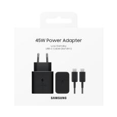 Samsung Super Fast Charging Travel Charger T4511XBE 45W USB-C and USB-C to USB-C Cable Black