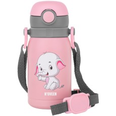 Stainless Steel & Plastic Thermos Cup N'oveen TB566 300ml Double Walls with Strap and Interchangeable Caps Pink