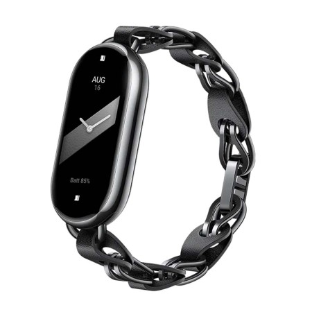 Watchband Xiaomi Leather and Metal Chain Strap for Smart Band 8 / Smart Band 9 BHR7303GL