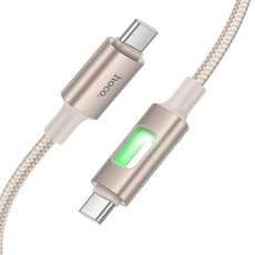 Cable Hoco U144 USB-C  to USB-C 60W Fast Charging 3A with Lighting Braided Gold 1.2m