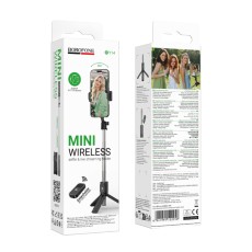 Selfie Stick Borofone BY14 Graceful Mini for Devices 4.5"-7.0" with Remote Control 120mAh Bluetooth v5.2 Black