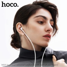 Hands Free Hoco M115 Sagacious USB-C Universal Earphones Hi-Fi Stereo with Microphone White 1.2m