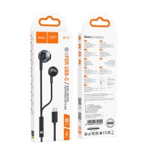 Hands Free Hoco M115 Sagacious USB-C Universal Earphones Hi-Fi Stereo with Microphone Black 1.2m