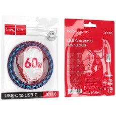 Cable Hoco X116 Meridian USB-C to USB-C 60W 3A Braided Gradient Red 1m