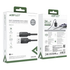 Cable Acefast C16-04 USB-A  to USB-C 3A USB2.0 with Reinforced Connectors Black 1.2m