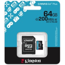 Micro SDXC 64GB Kingston CanvasGo+ Class 10 with Adapter up to 200Mb/s SDCG4/64GB