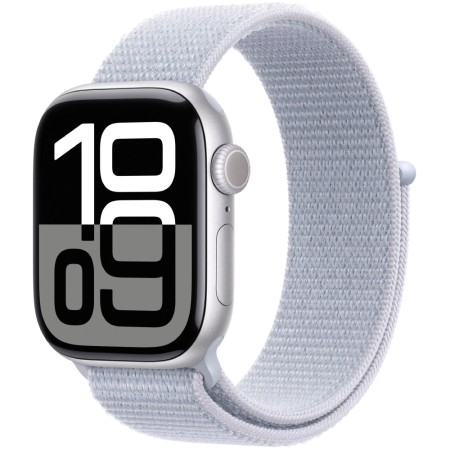 Apple Watch Series 10 Aluminum 42mm GPS eSim NFC IP6X Aluminum Case Silver with Blue Cloud Sport Loop MWWD3QC/A
