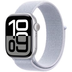 Apple Watch Series 10 Aluminum 42mm GPS eSim NFC IP6X Aluminum Case Silver with Blue Cloud Sport Loop MWWD3QC/A