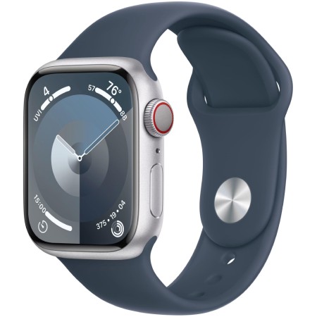 Apple Watch Series 9 Aluminum 41mm GPS eSim NFC IP6X Aluminum Case Silver with Storm Blue Sport Band MRHW3QF/A