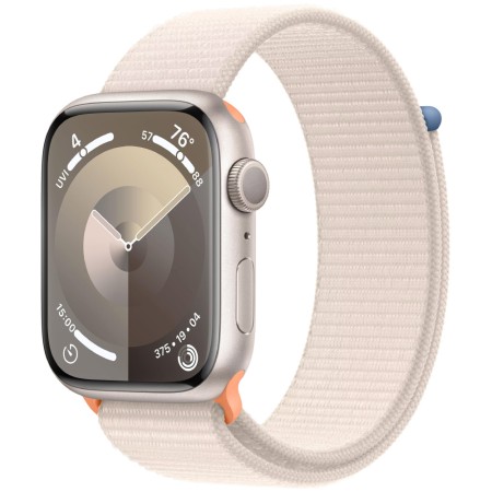 Apple Watch Series 9 Aluminum 45mm GPS eSim NFC IP6X Aluminum Case Starlight with Starlight Sport Loop MR983QF/A