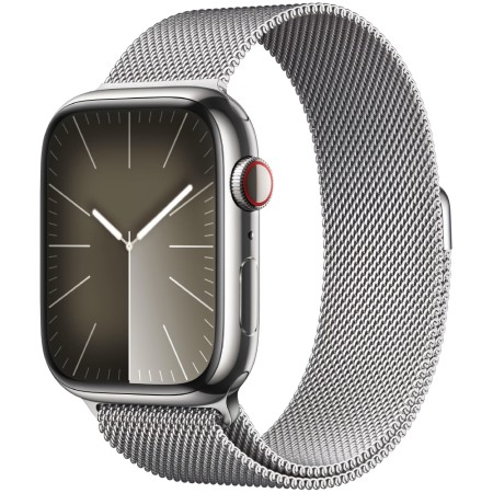 Apple Watch Series 9 45mm GPS eSim NFC IP6X Stainless Steel Case Silver with Silver Milanese Loop MRMQ3QF/A