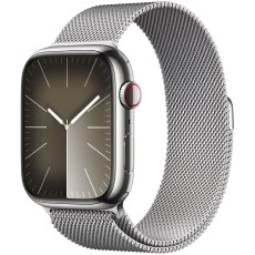 Apple Watch Series 9 45mm GPS eSim NFC IP6X Stainless Steel Case Silver with Silver Milanese Loop MRMQ3QF/A