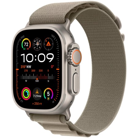 Apple Watch Ultra 2 49mm GPS eSIM NFC IP6X Titanium Case with Olive Alpine Loop MRF03FD/A