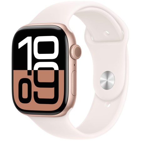 Apple Watch Series 10 Aluminum 46mm GPS eSim NFC IP6X Aluminum Case Rose Gold με Sport Band Light Blush MWWU3QF/A