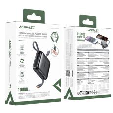 Power Bank Acefast M23 Mini 10000mAh PD22.5W Fast Charging with 1xUSB-C Cable and 1xLightning Cacle and 1χUSB-C Port Black