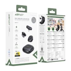 Lavalier Microphones Acefast R1 HD AI Noise Reduction Low Latency 50m Range and 48hr Battery Life with USB-C Transmitter and Charging Case Black