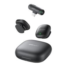 Lavalier Microphones Acefast R1 HD AI Noise Reduction Low Latency 50m Range and 48hr Battery Life with USB-C Transmitter and Charging Case Black