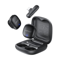 Lavalier Microphones Acefast R1 HD AI Noise Reduction Low Latency 50m Range and 48hr Battery Life with USB-C Transmitter and Charging Case Black