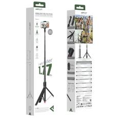 Four-Leg Holder and Selfie Stick Acefast E31 for Devices 4.5"-7.0" Extendable up to 1.77m with Remote Control Black