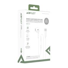 Hands Free Acefast L9 Single Earphone USB-C with HD Mic Compatible with All USB-C Devices White 1.2m