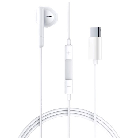 Hands Free Acefast L9 Single Earphone USB-C with HD Mic Compatible with All USB-C Devices White 1.2m