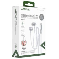 Hands Free Acefast L8 Earphones Stereo USB-C Grey 1.2m with HD Mic Compatible with All USB-C Devices
